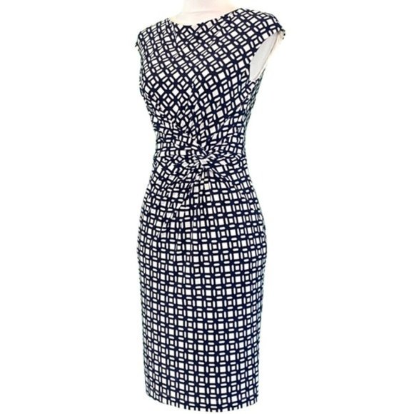 Lauren Ralph Lauren Dresses & Skirts - Lauren Ralph Lauren Sleeveless Boat Neck Twist Waist Geometric Print Dress Sz 6P